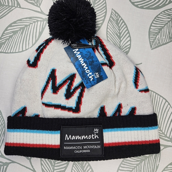 NWT!!! Mammoth Mountain White and Black Beanie - Picture 1 of 5